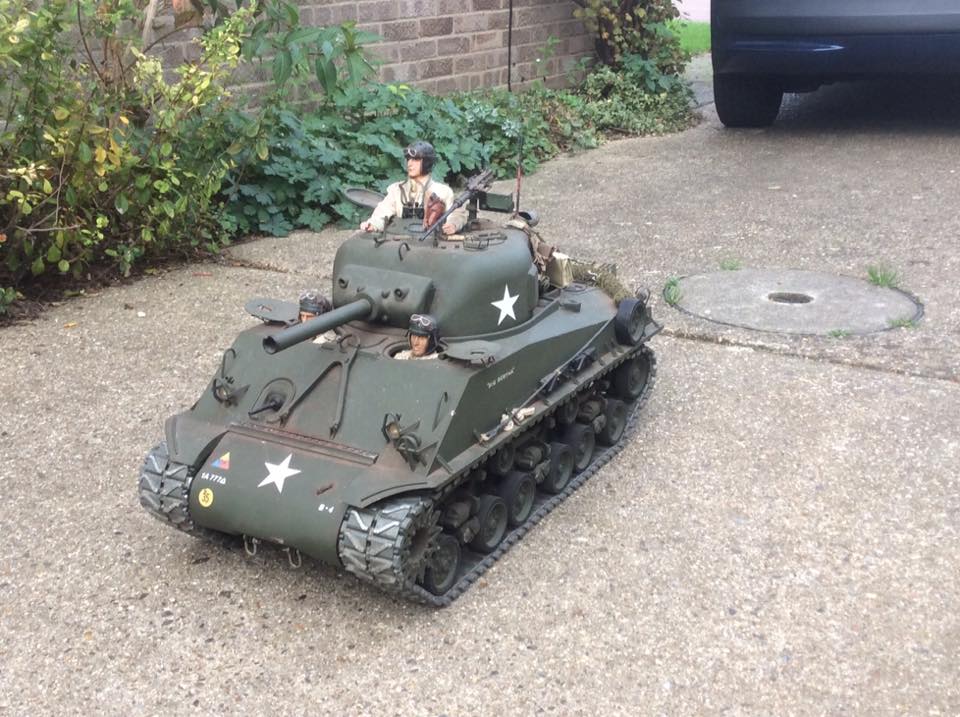 Vintage Taiyo MK4 Sherman tinplate tank from Japan
