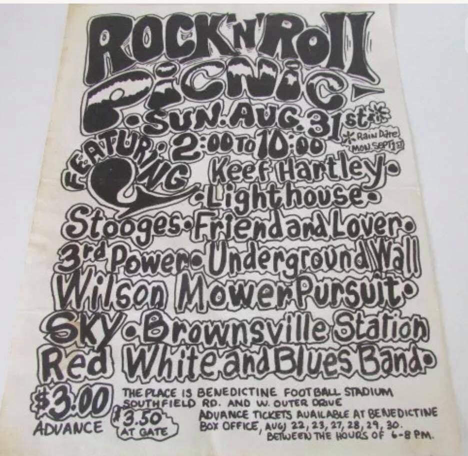 Rare 1969 Rock-n-Roll Picnic poster in Detroit