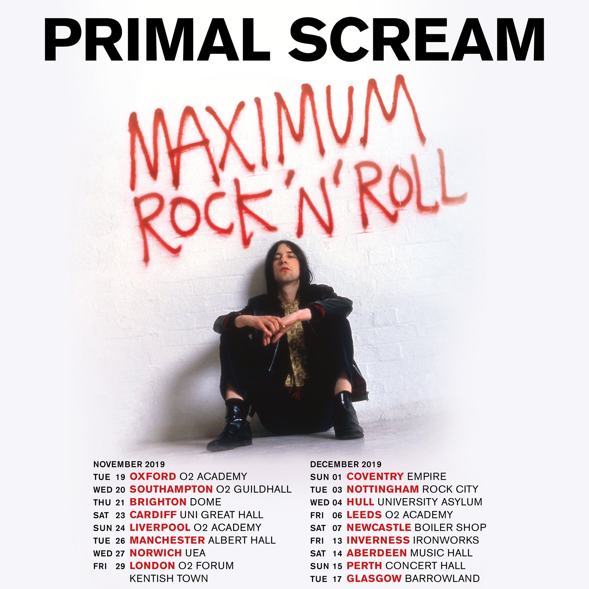 Primal Scream are on tour in November and December later this year