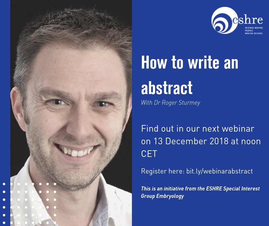 ESHRE - Are you planning to submit an abstract for ESHRE 2019? Don't ...