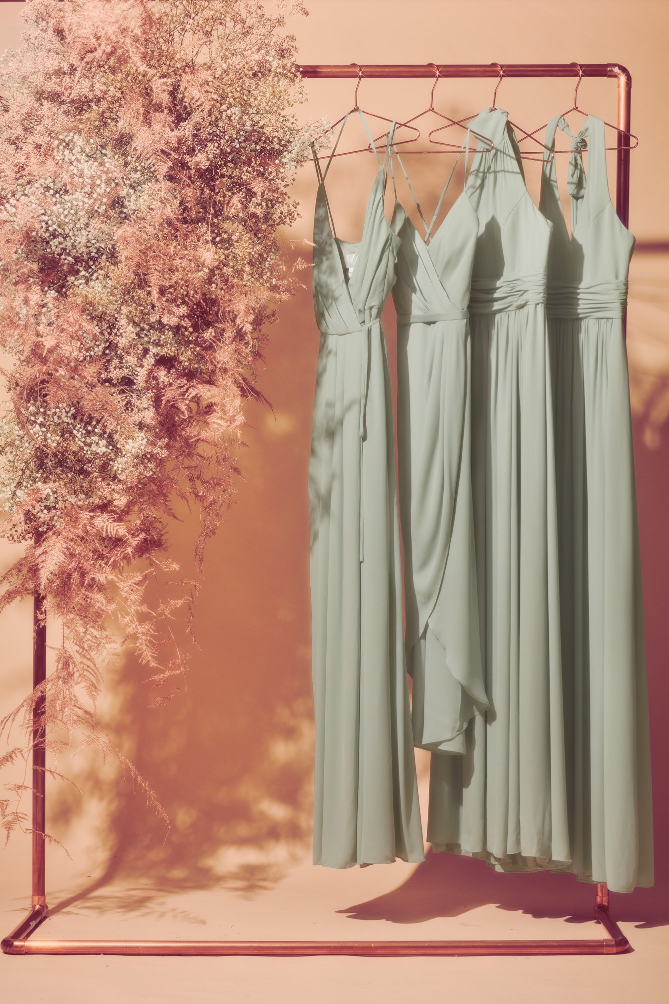 eucalyptus chiffon bridesmaid dress Wedtrend Women A Line Strapless Tiered Ruched Floor Length Wedding Guest Dress, Eucalyptus / US26W Color:Beige (As picture) Hand Wash Do Not sleeve_3/4 Sleeves Sherri Hill 58248 A-Line