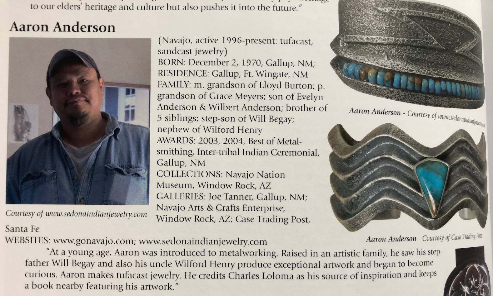 We wish to honor and recognize AARON ANDERSON (Dené, Navajo) as a 