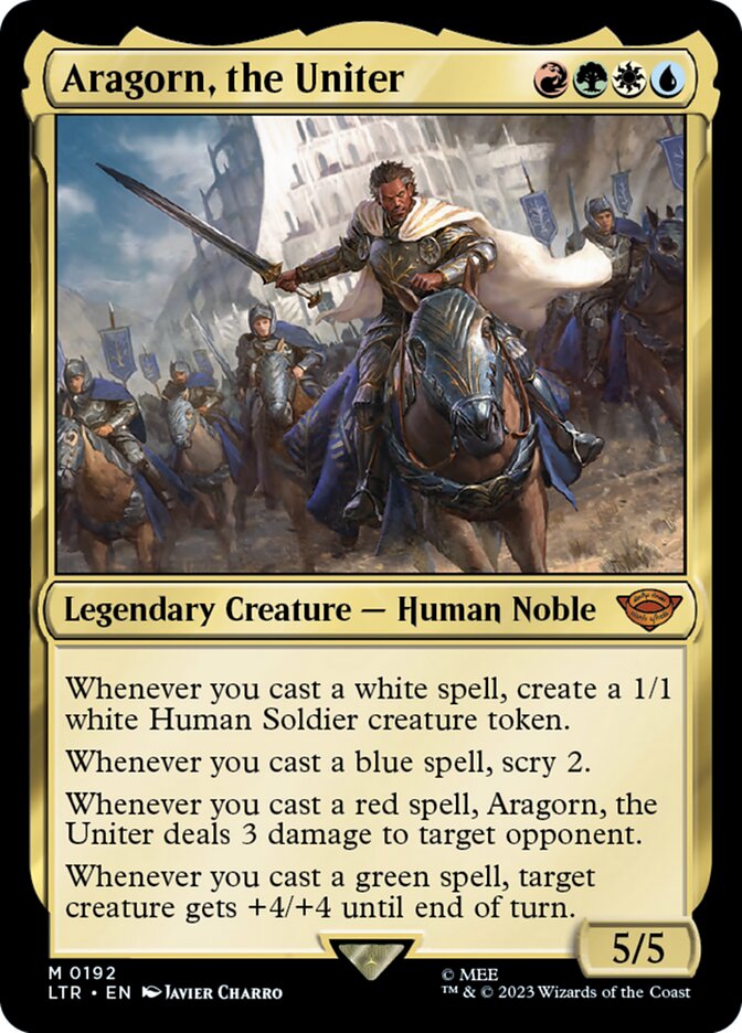 aragorn king of gondor mtg commander deck Aragorn, the Uniter LotR MULTICOLOR LEGENDS Magic Custom How to build an aggro