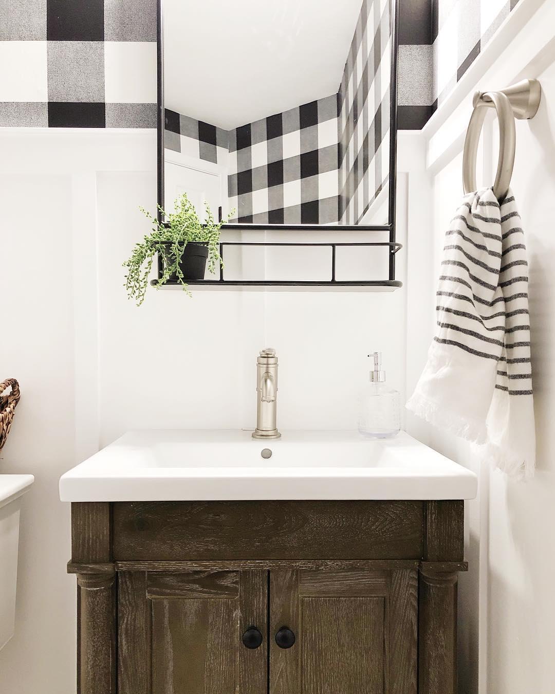 Take Your Time Bathroom Sign - 13.8x5.1 Inch Buffalo Plaid Wooden Wall Plaque, Rustic Farmhouse Decor For Restroom Or Home Door