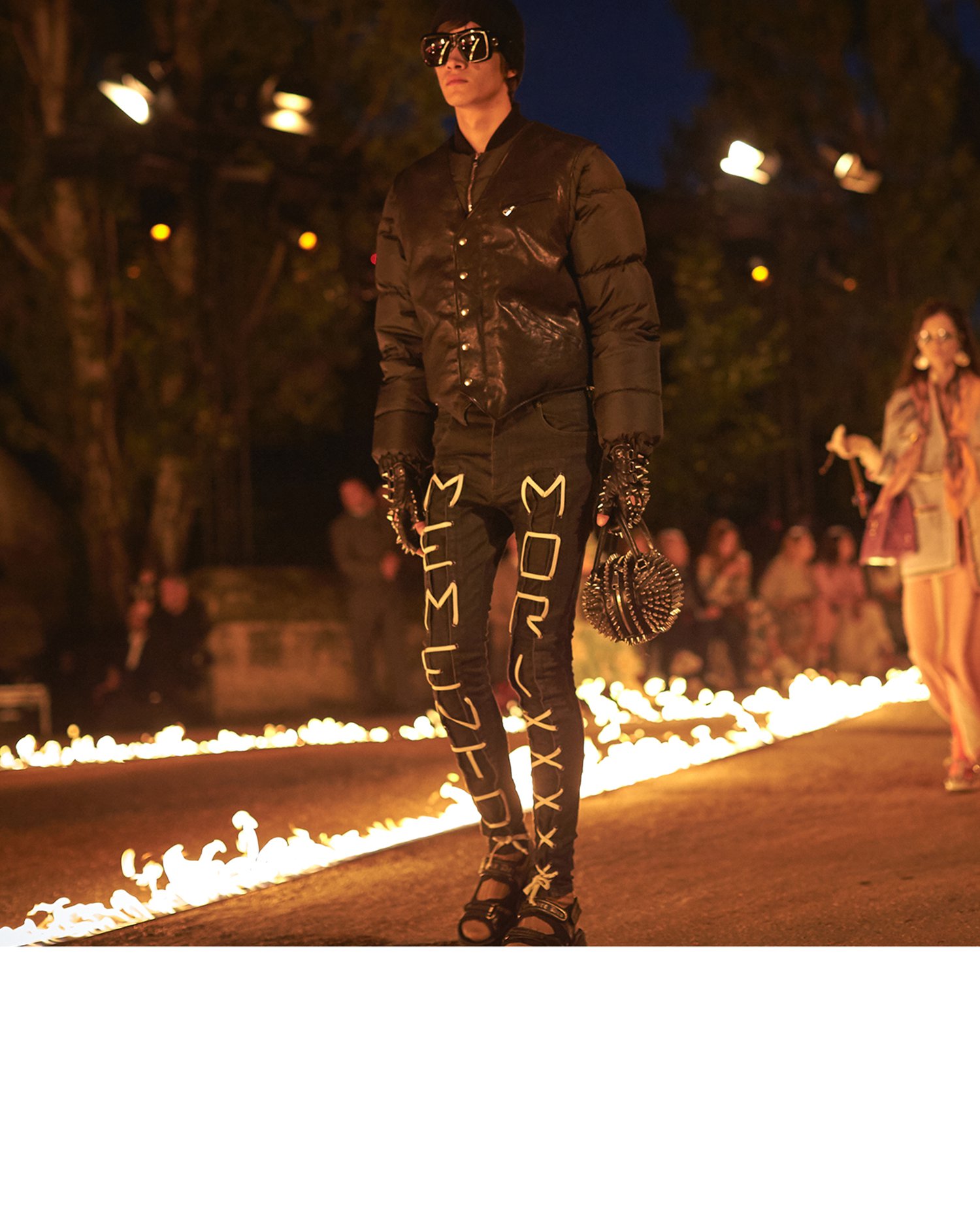 Gucci - 'Memento Mori' is stitched onto men's pants in the Gucci
