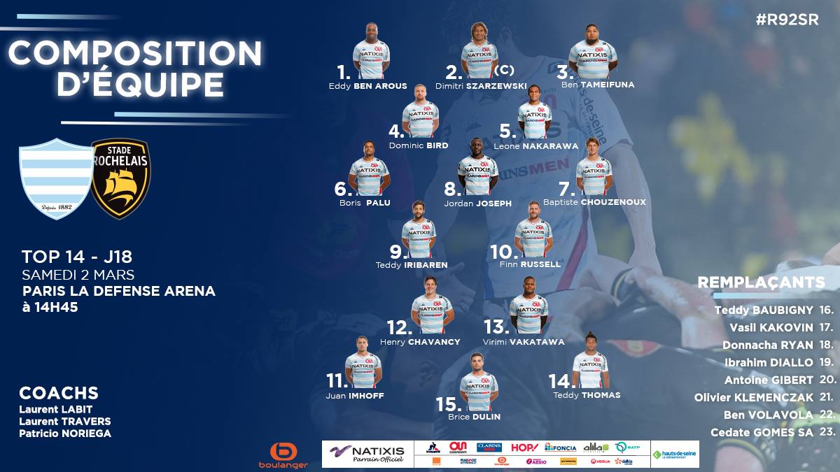 Racing 92 - 📋 COMPO | Racing 92 vs Stade Rochelais |... | Facebook