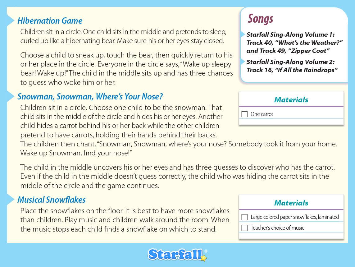 Here are some great winter... - Starfall Education Foundation