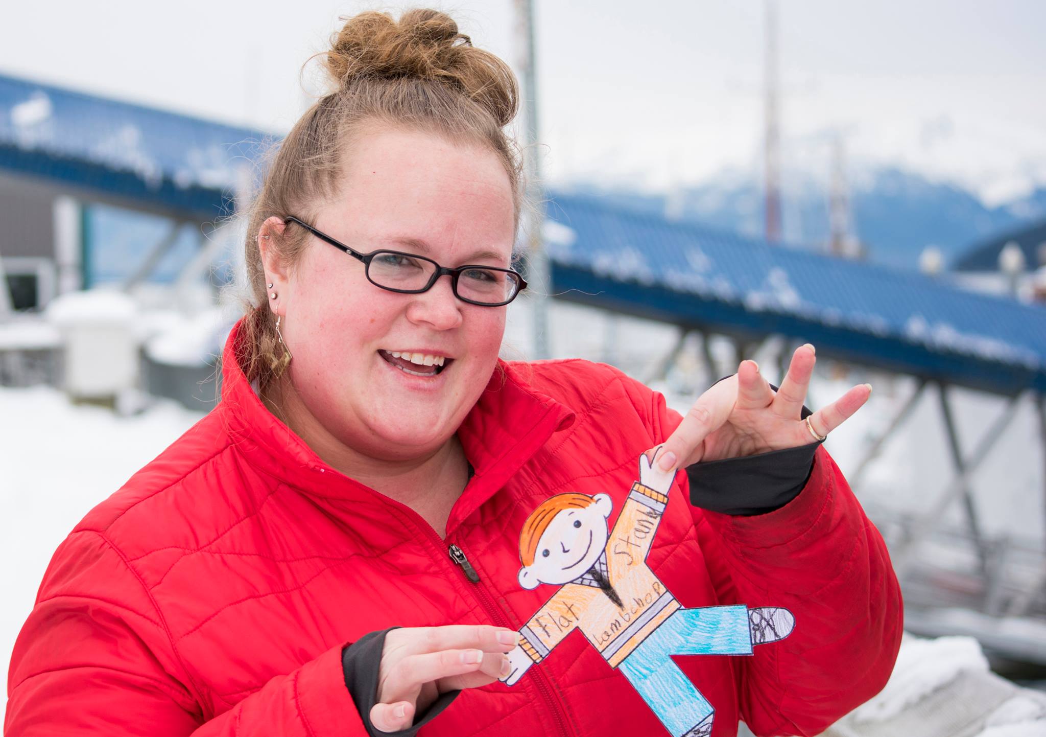 Juneau - Abby O’Brien poses for a picture with a Flat Stanley at the ...