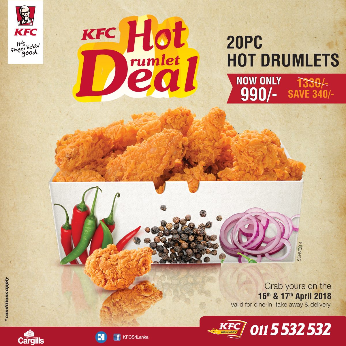 KFC Sri Lanka - The hot deal is back! Get 20PC of Hot and...