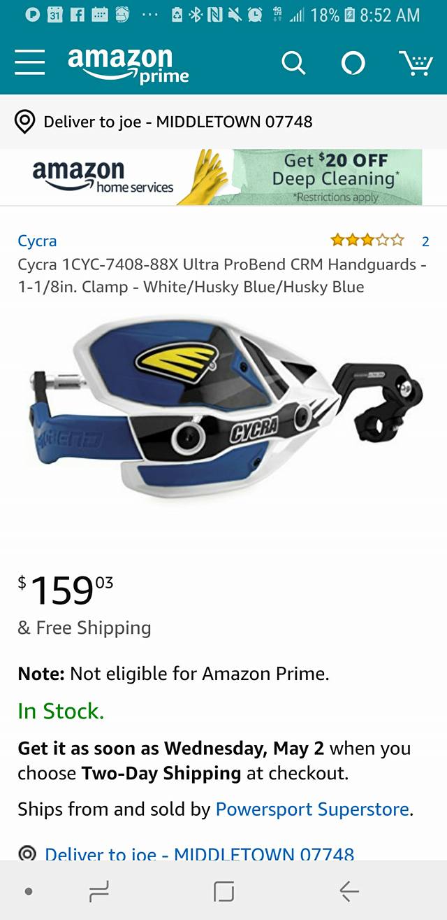 Cycra Ultra ProBend CRM Handguards – For 1-1/8in Handlebars, White/Husky Blue, CNC Billet Aluminum Shields