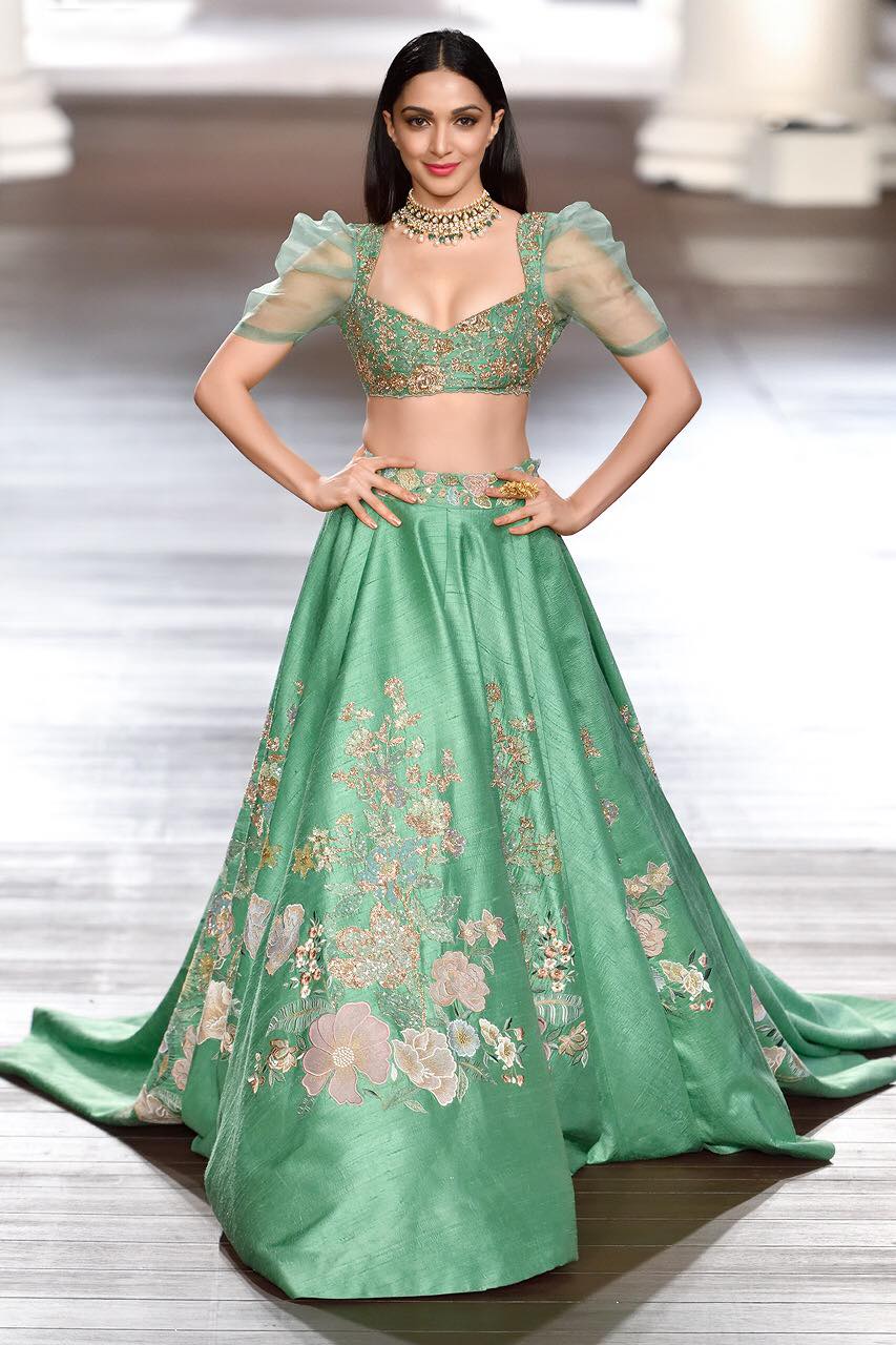 kiara advani green dress What The Fashion: Advani's collection of shimmering lehengas and off-beat shararas, gives us ample reasons to bookmark her wedding-ready looks. Lets take a look at some stunning festive outfits related:quince-rustic-quinceanera-blue-floral-invitation