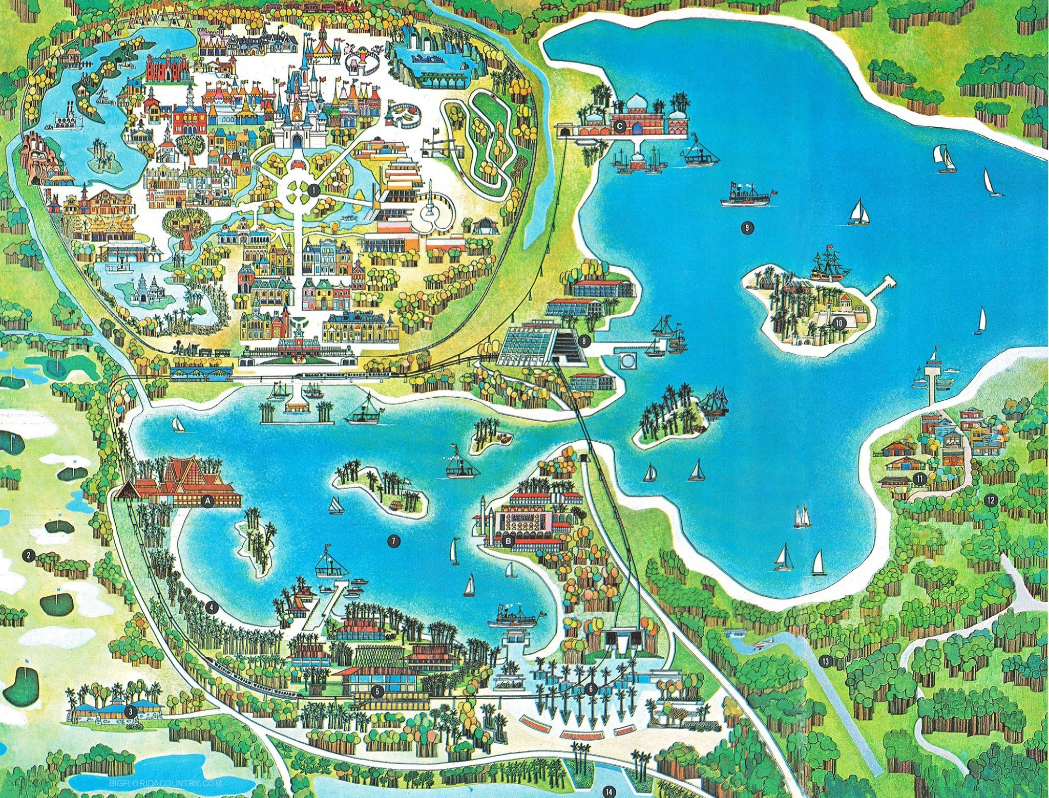 I like how this 1971 WDW map shows the 'future' locations of the