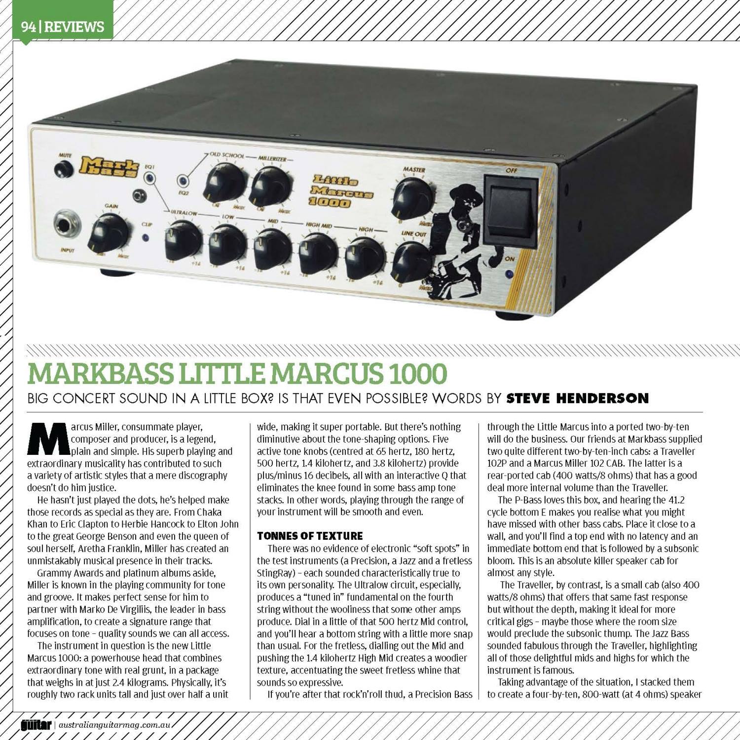 Australian Guitar magazine has reviewed the Little Marcus 1000