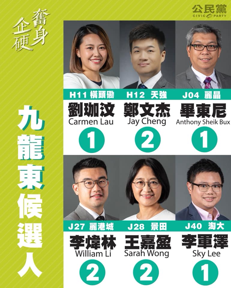公民黨 Civic Party - 【公民黨九龍東候選人】 同大家介紹6位候選人，請九龍東區嘅街坊多多支持！...
