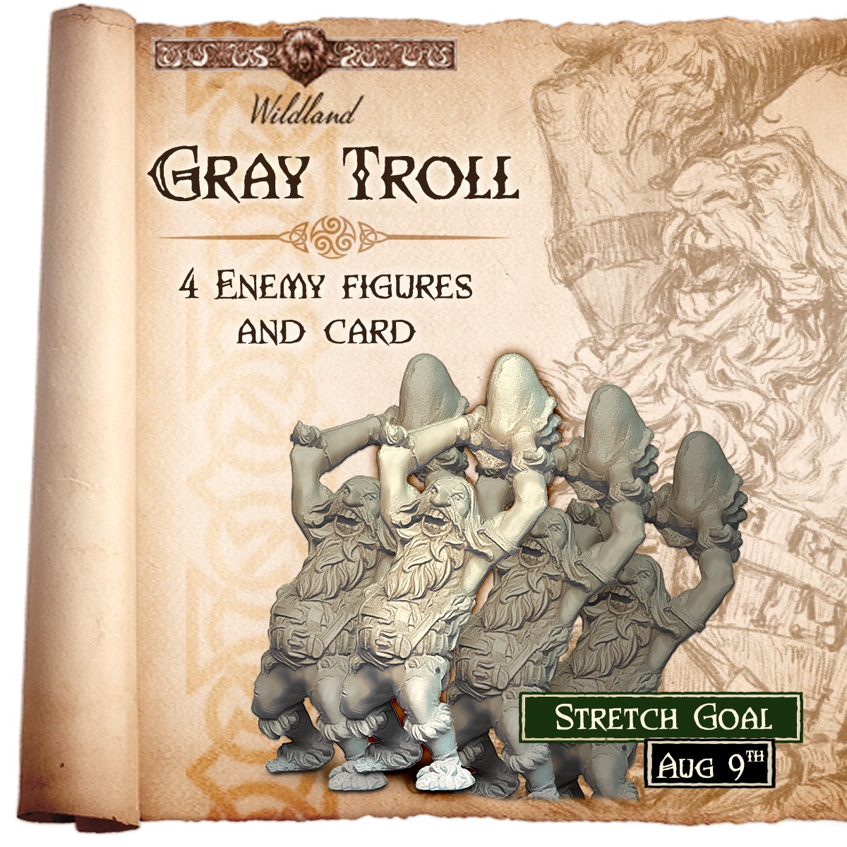 Miniature "Lone Bull Troll" - Trudvang Legends - Édition Exclusive Kickstarter - CMON - Occasion (Voir Photo)