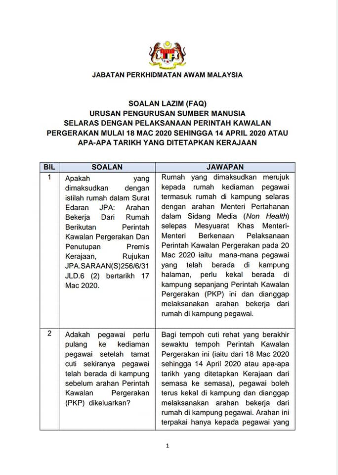 Kemaskini Soalan Lazim Terkini Jabatan Perkhidmatan Awam Facebook