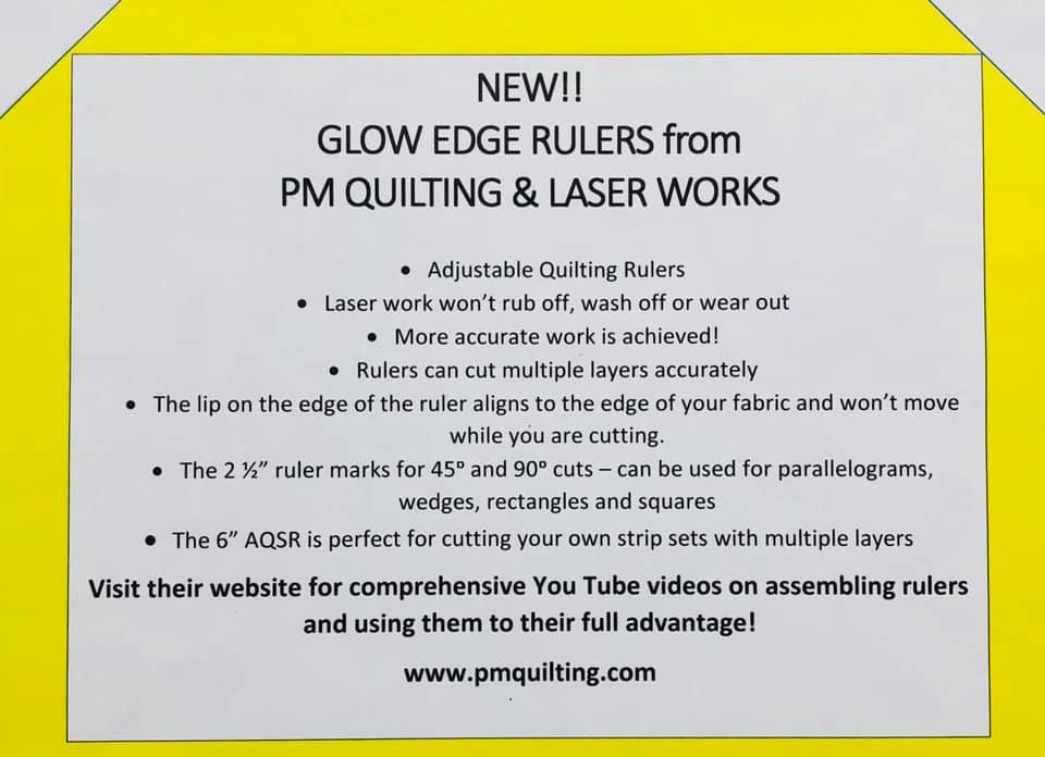 Quilter's Dream - New!! Glow Edge Rulers from PM Quilting... | Facebook