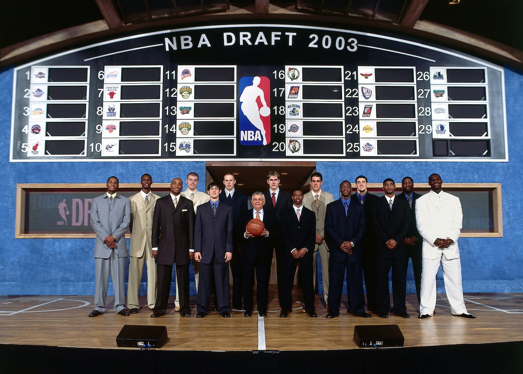 Nba 1758742nb Dna011228019 New York June 26 The 2003 Nba Top Draft Group Stand In For A Portrait With Commissioner David Stern On Draft Night On June 26 2003 At Madison