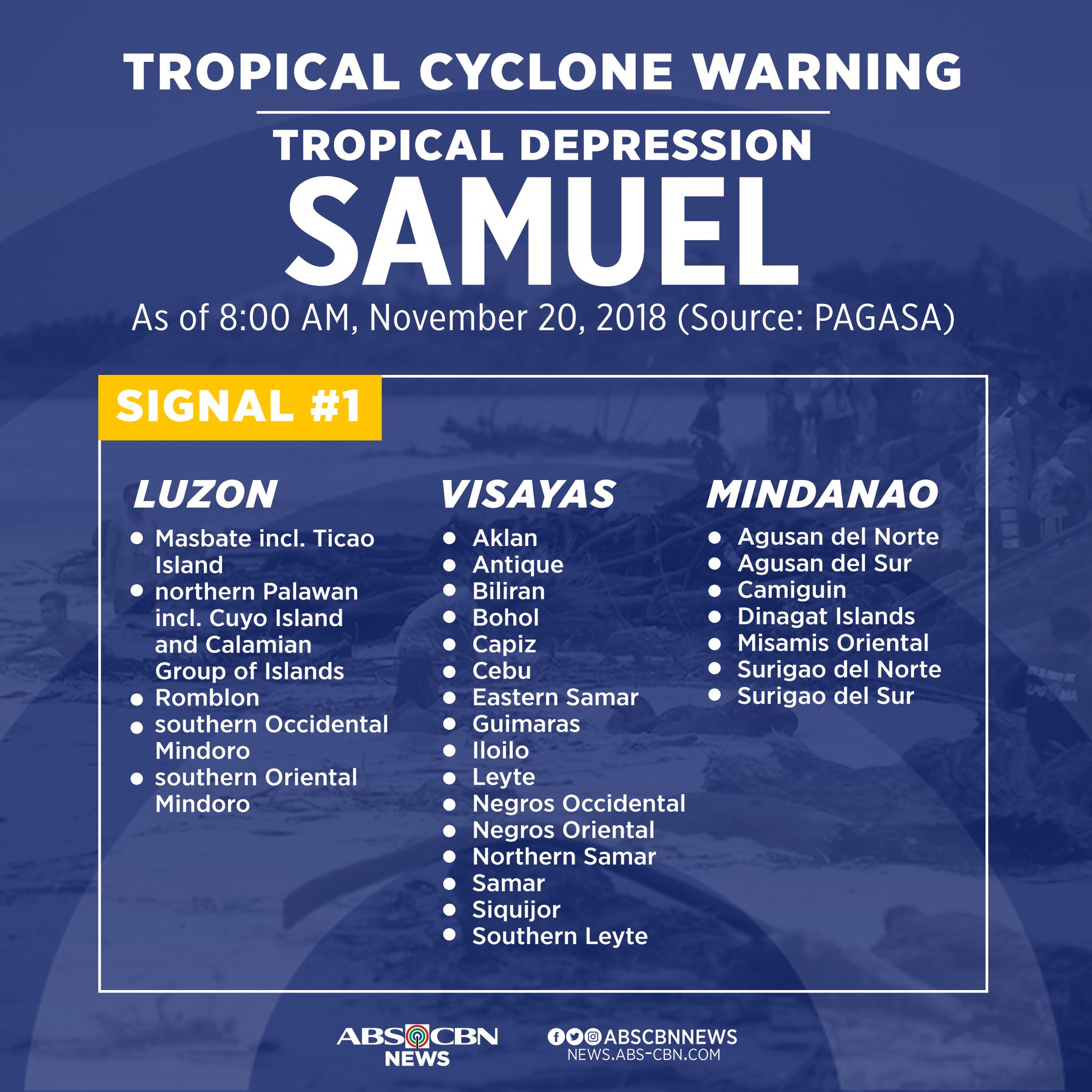 ABS-CBN - LOOK: Signal no. 1 is hoisted over several areas in the ...