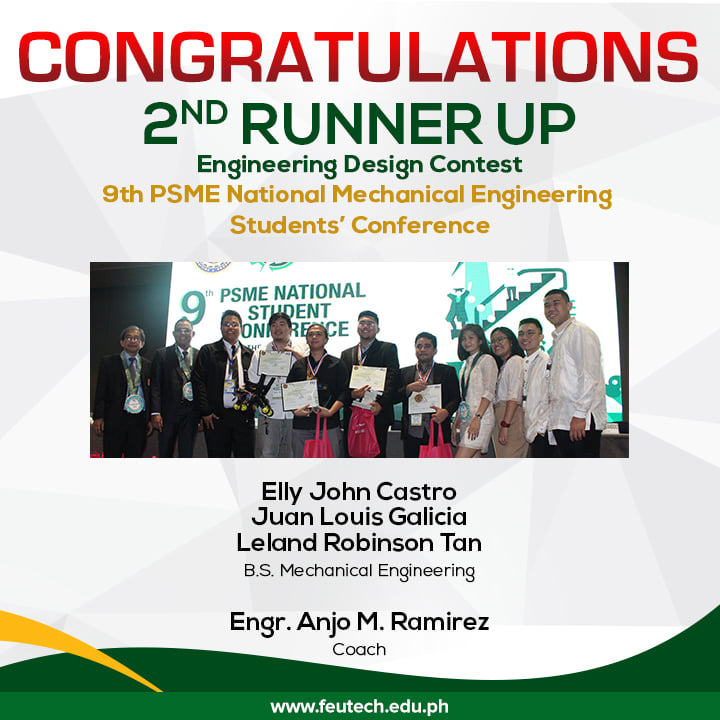 FEU - Congratulations to Mechanical Engineering team Elly John Castro ...