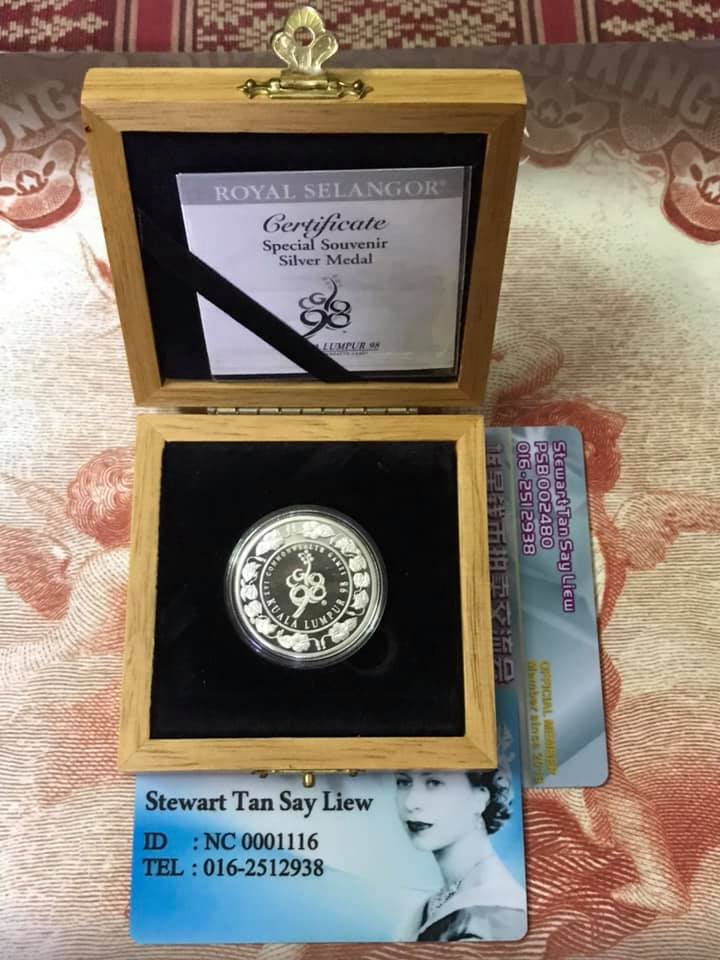 MALAYSIA 1998 Sukom Commonwealth Games Silver Proof Medallion