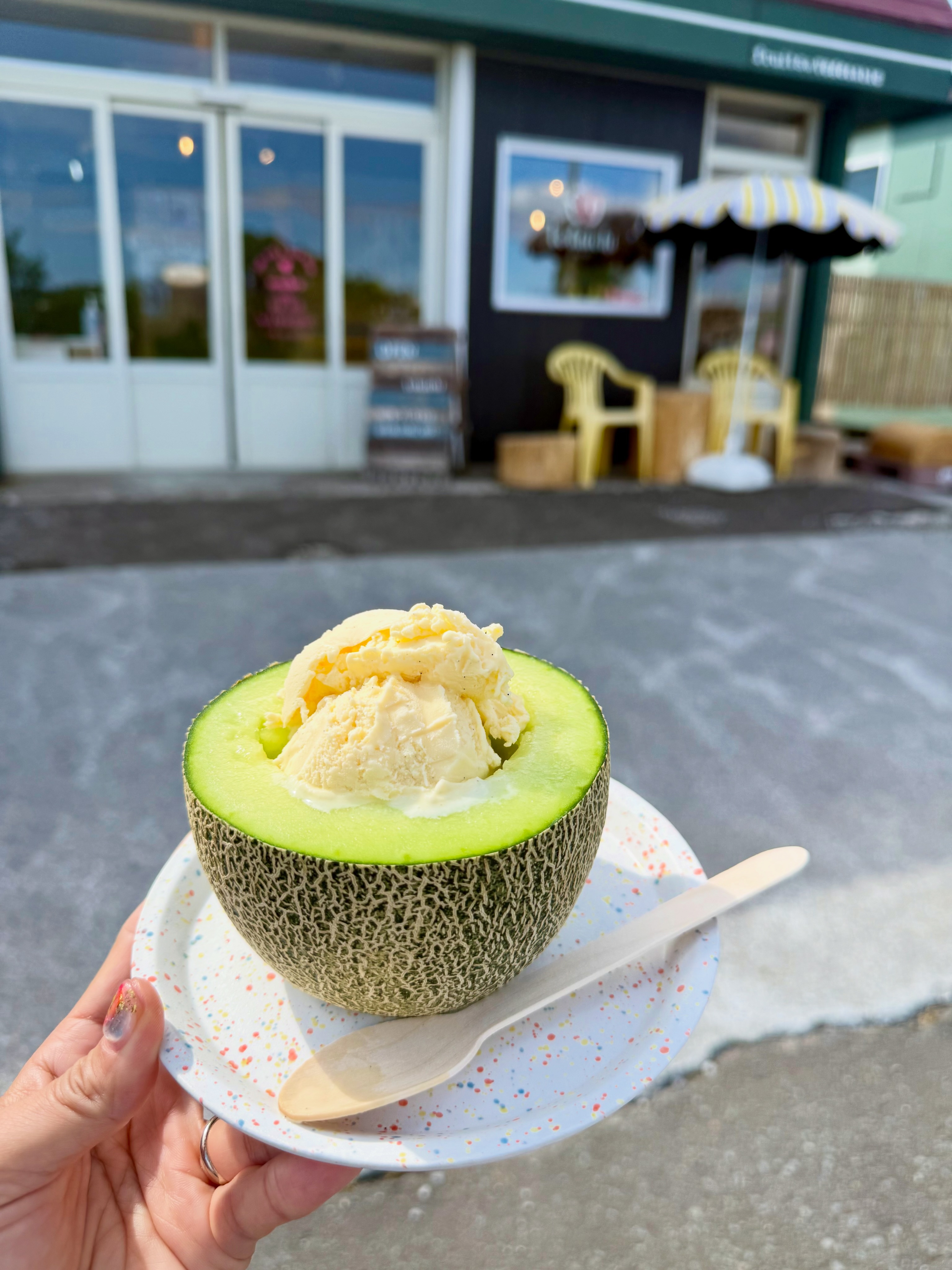 🍈メロメロメロ〜ン✨ 完熟メロンに ひんやりバニラアイスをぽこん