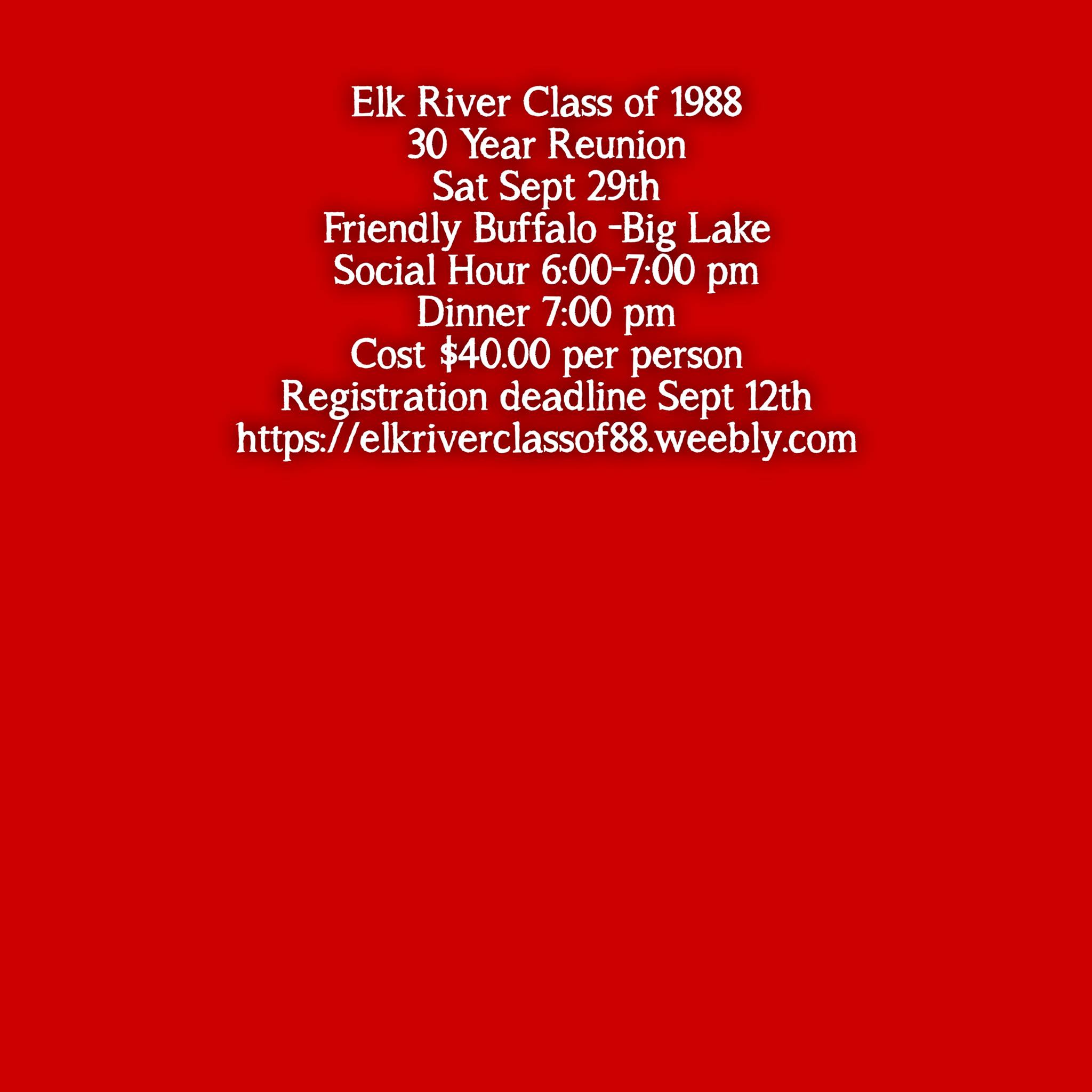 Elk River Class of 1988 ~ 30 Year Reunion | Facebook