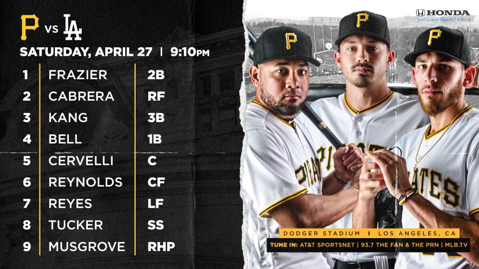Pittsburgh - Here’s our lineup for tonight in LA. https://www.mlb.com ...