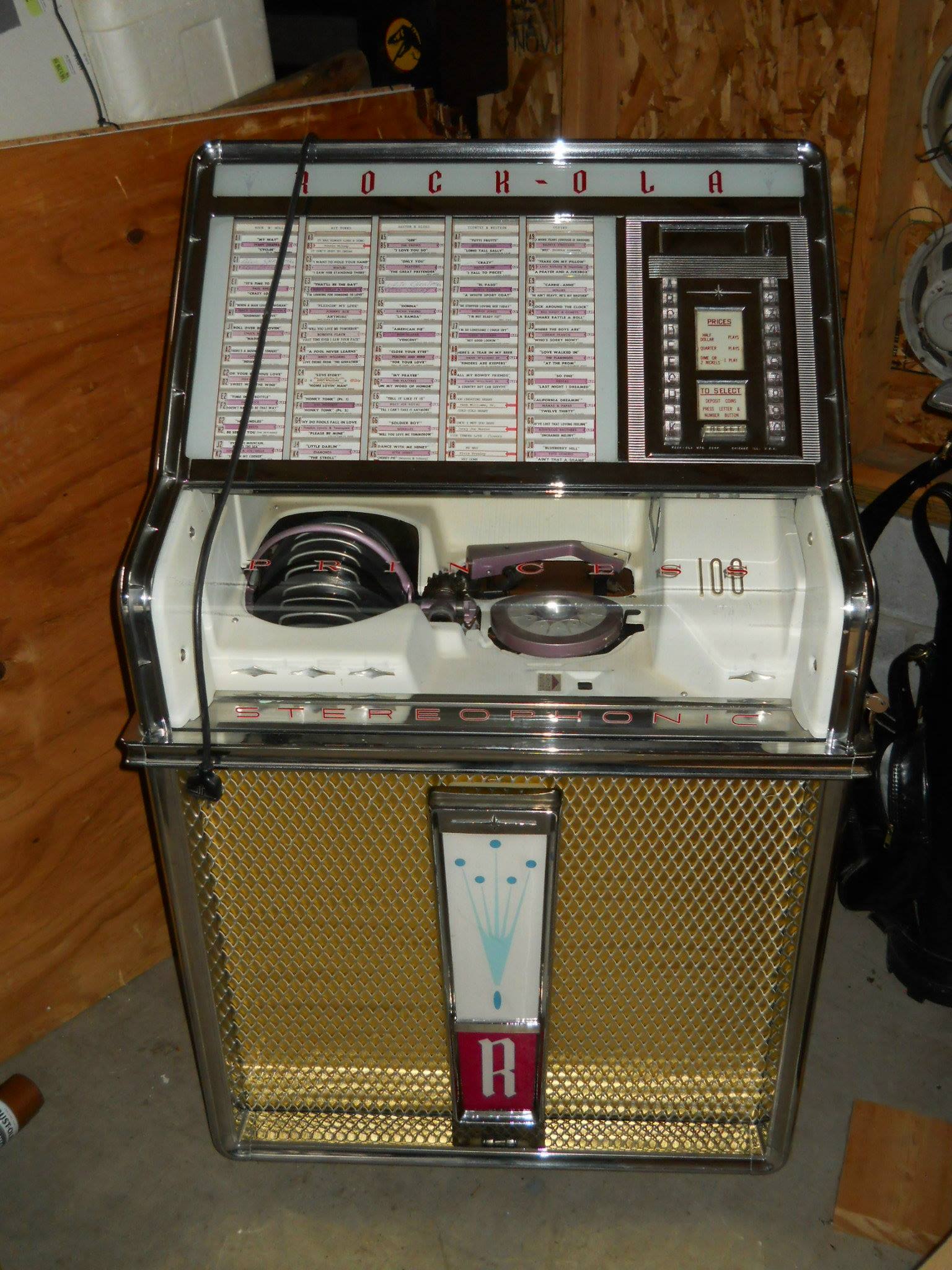 Restored rechromed, veneered 1961 Rockola Princess jukebox $3300