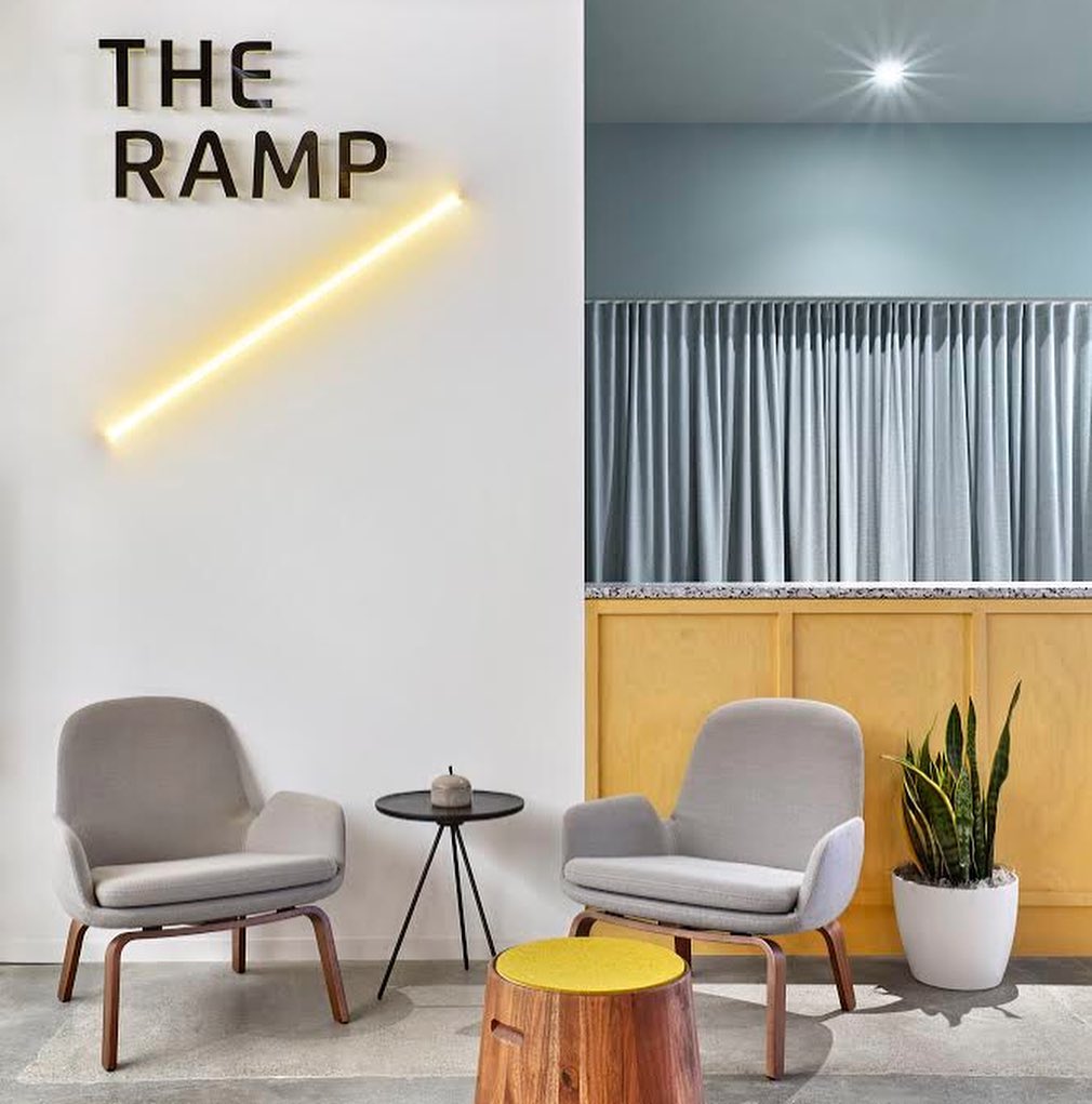 Studio O+A - Modern wall graphics and vintage chandeliers...