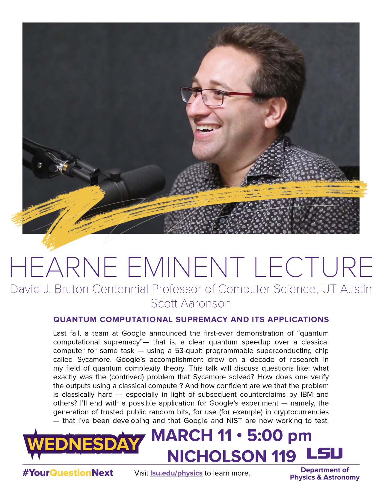 Special lecture... - LSU Department of Physics and Astronomy | Facebook