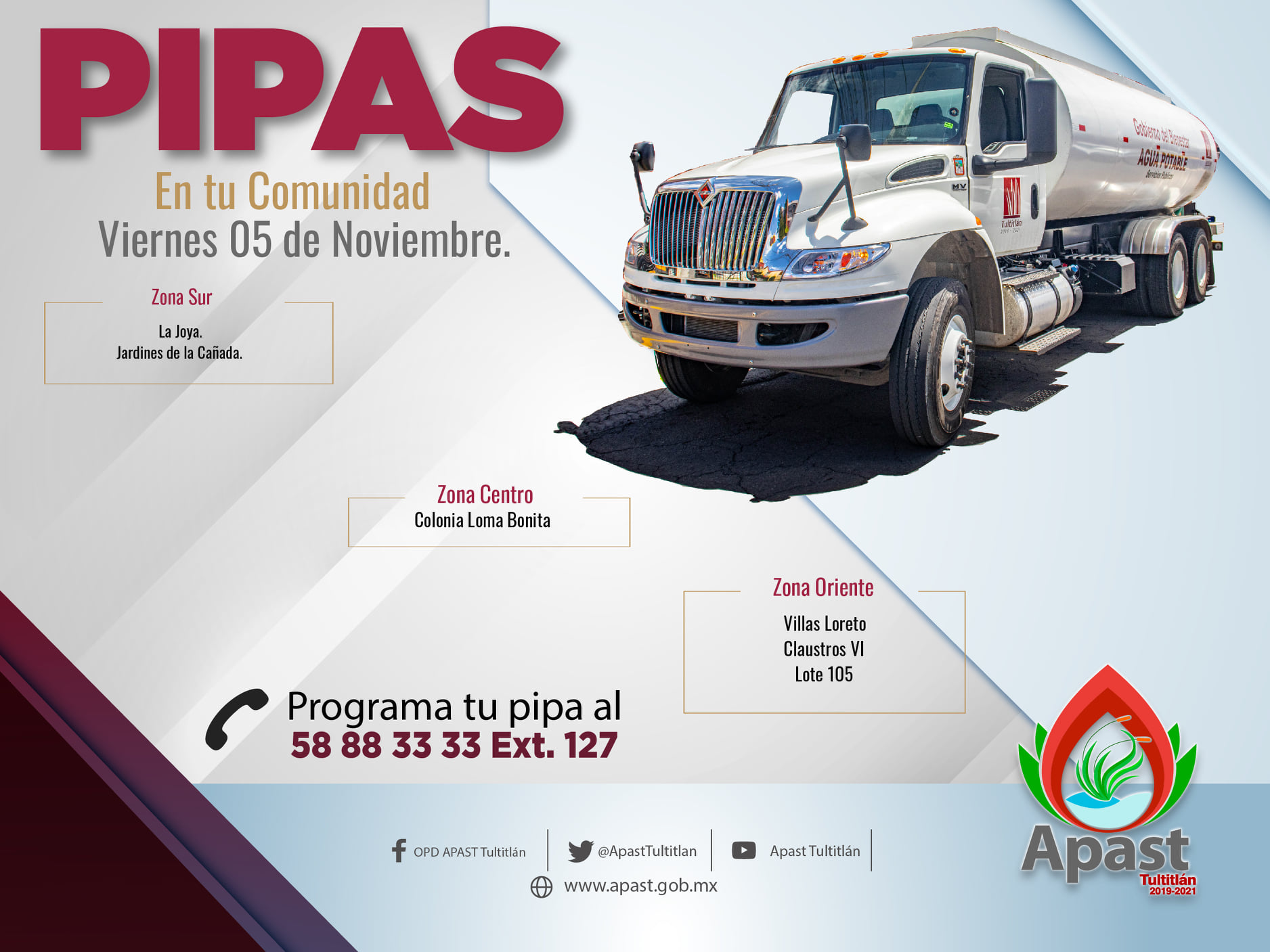 Ya se encuentran las pipas en las... - OPD APAST Tultitlán