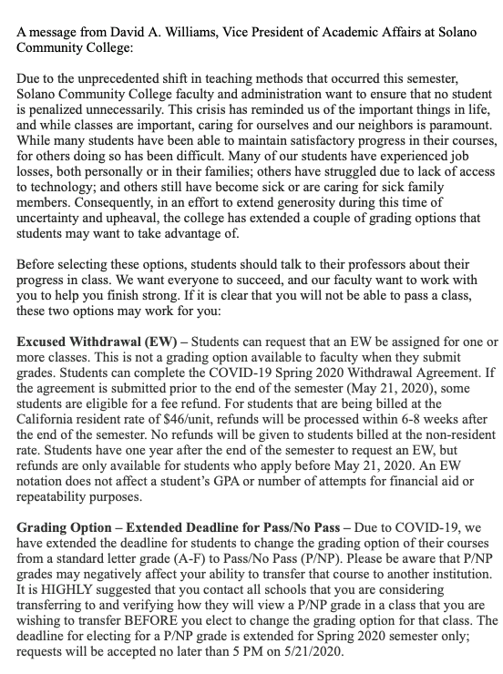 Solano Community College - A message from David A. Williams, Vice ...