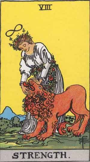 Strength. Tarot Card designed by Pamela Coleman Smith