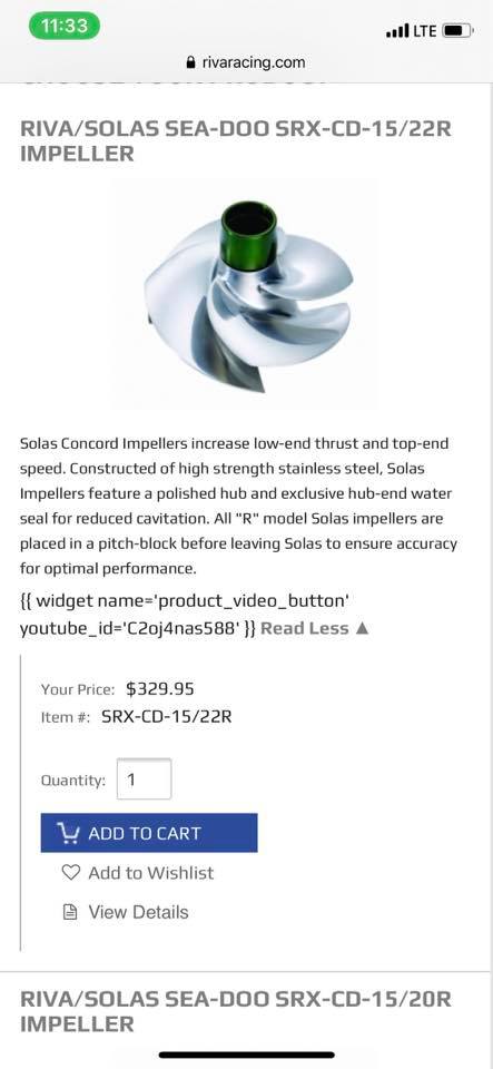 for Solas For Sea Doo 4-Tec Impeller & Wear Ring SRX-CD-14/19 RXTX 255