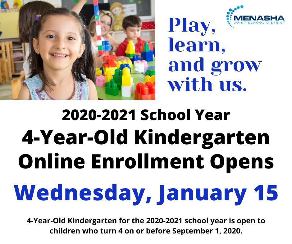 4K online enrollment for... - Menasha Joint School District | Facebook