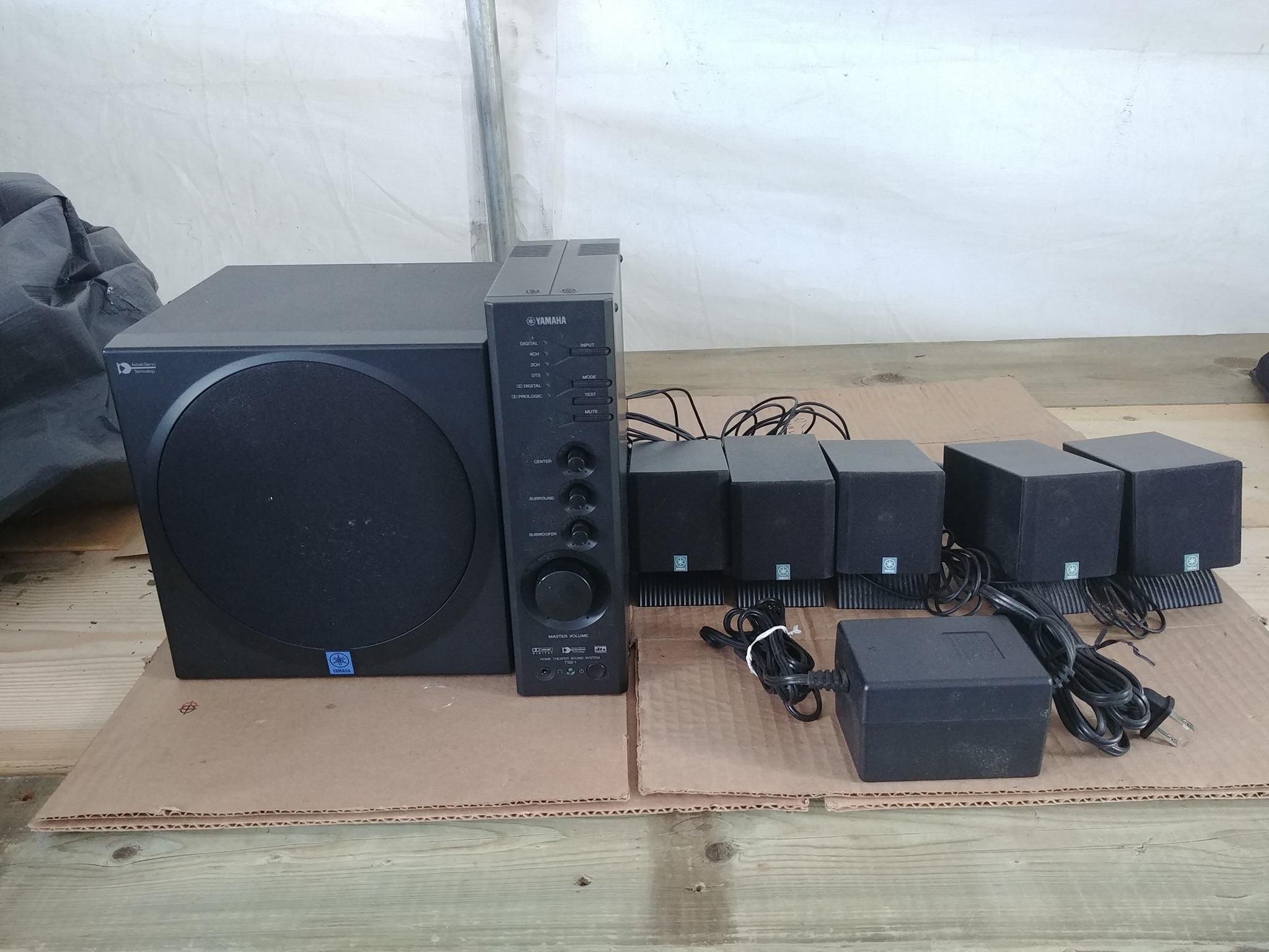 Black Yamaha NS-AP2600C surround sound speaker system includes one