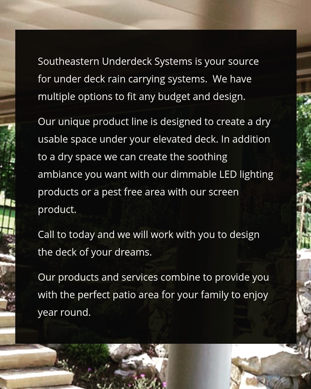 Southeastern Underdeck Systems, LLC - #southeasternunderdeck | Facebook