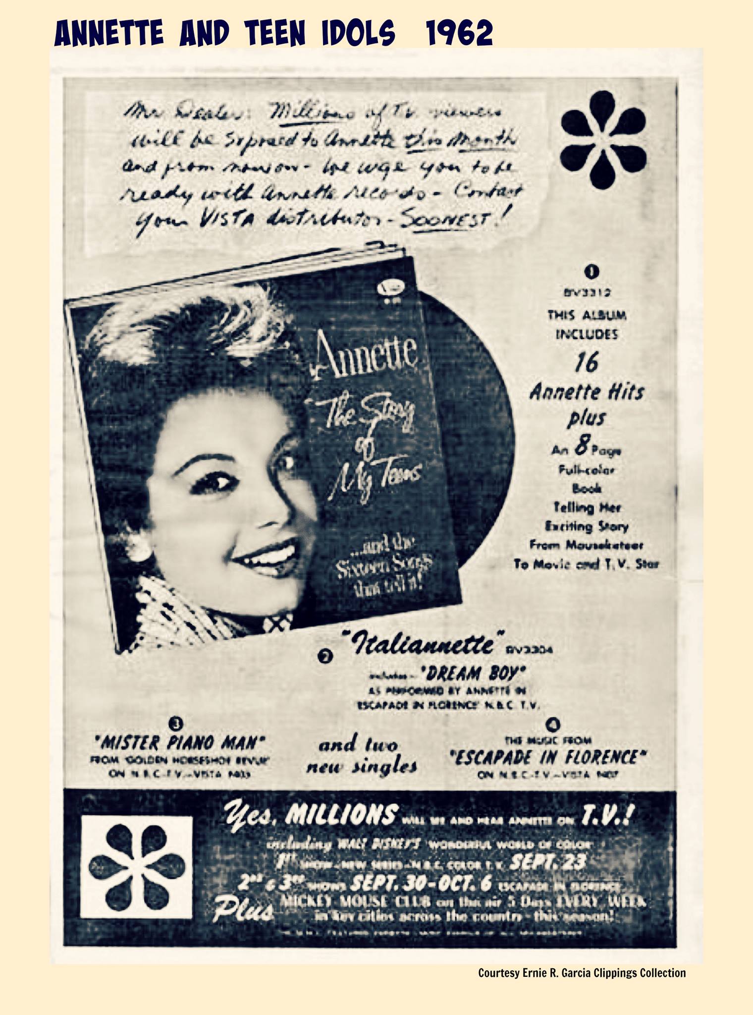 Annette - A page from Billboard Magazine advertising Annette