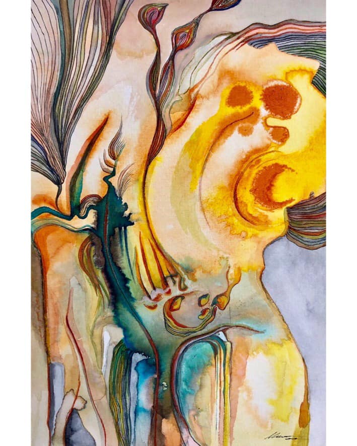 Painting inspired by music in watercolor
