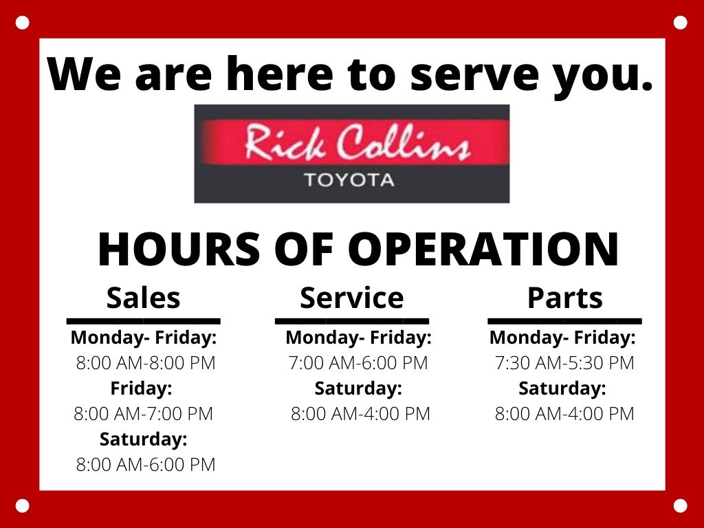We are here to serve you. - Rick Collins Toyota | Facebook