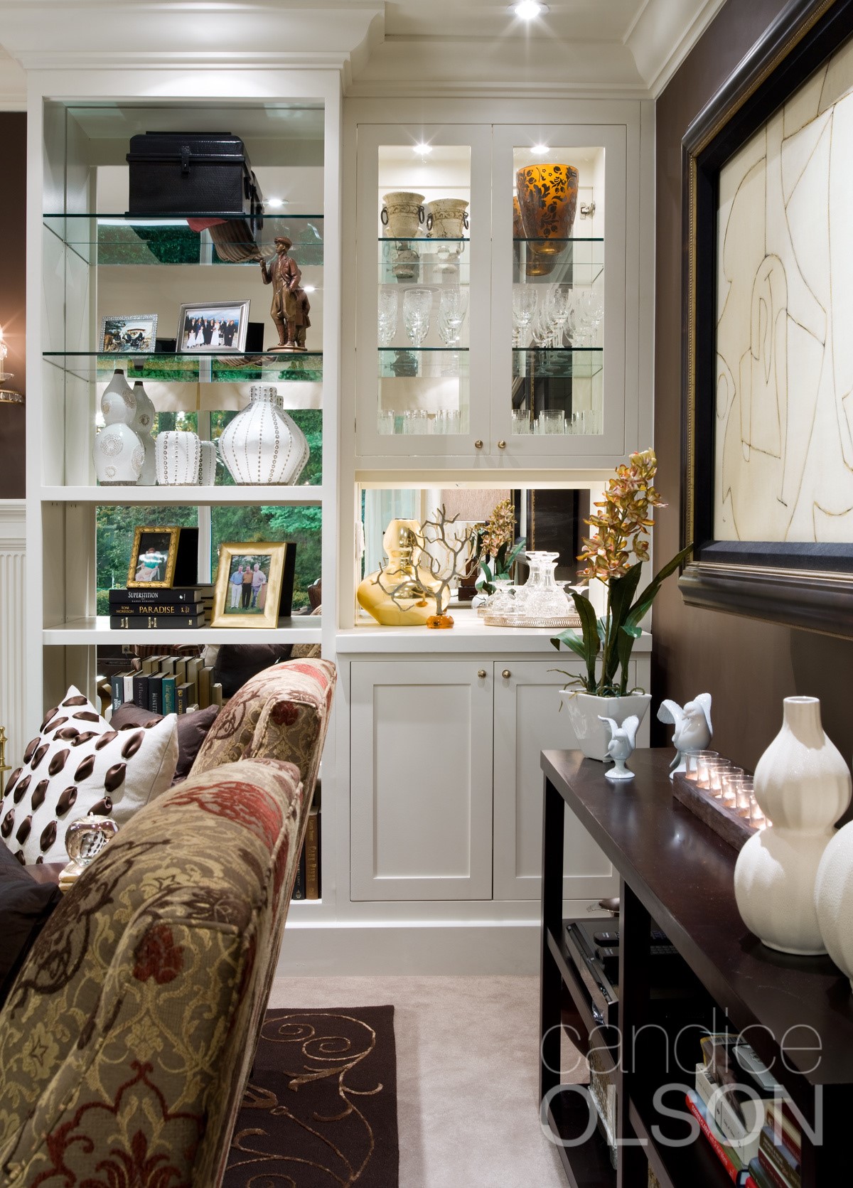 Divine Design with Candice Olson - Open shelves backed with mirror give
