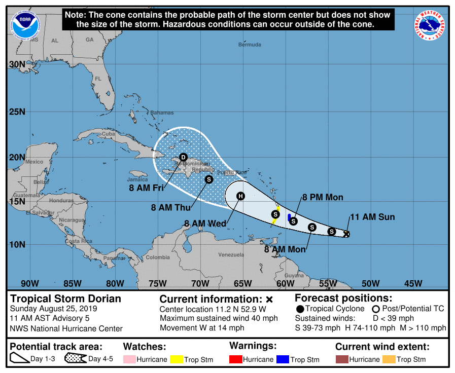 Latest 18z spaghetti models on Dorian. New NHC track at 5pm
