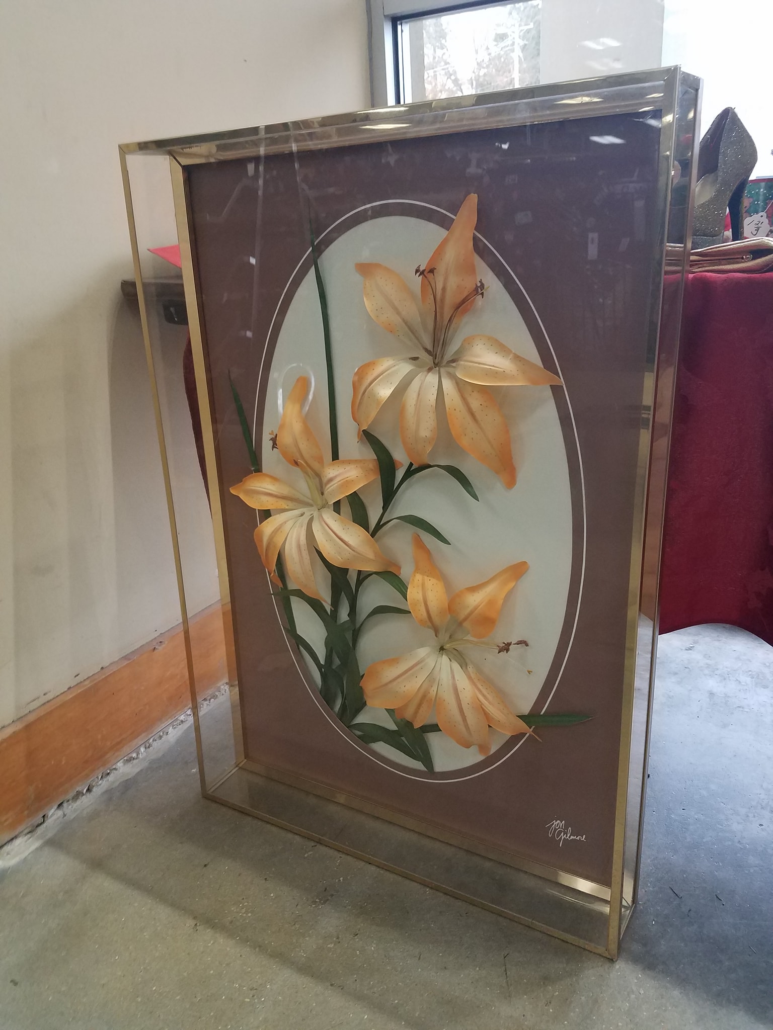 Huge 3D Jon Gilmore botanical art in acrylic