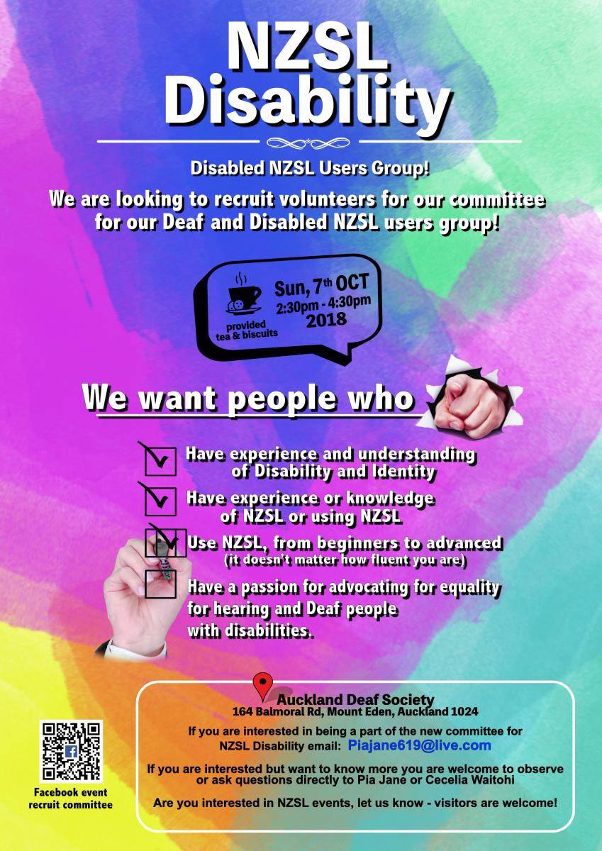 CCS - New Zealand Sign Language Disability is a new group that has been ...