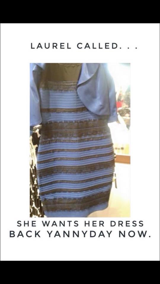 blue dress gold dress yanny laurel Just for the record... wore the and black dress.... wore the and black nav-584