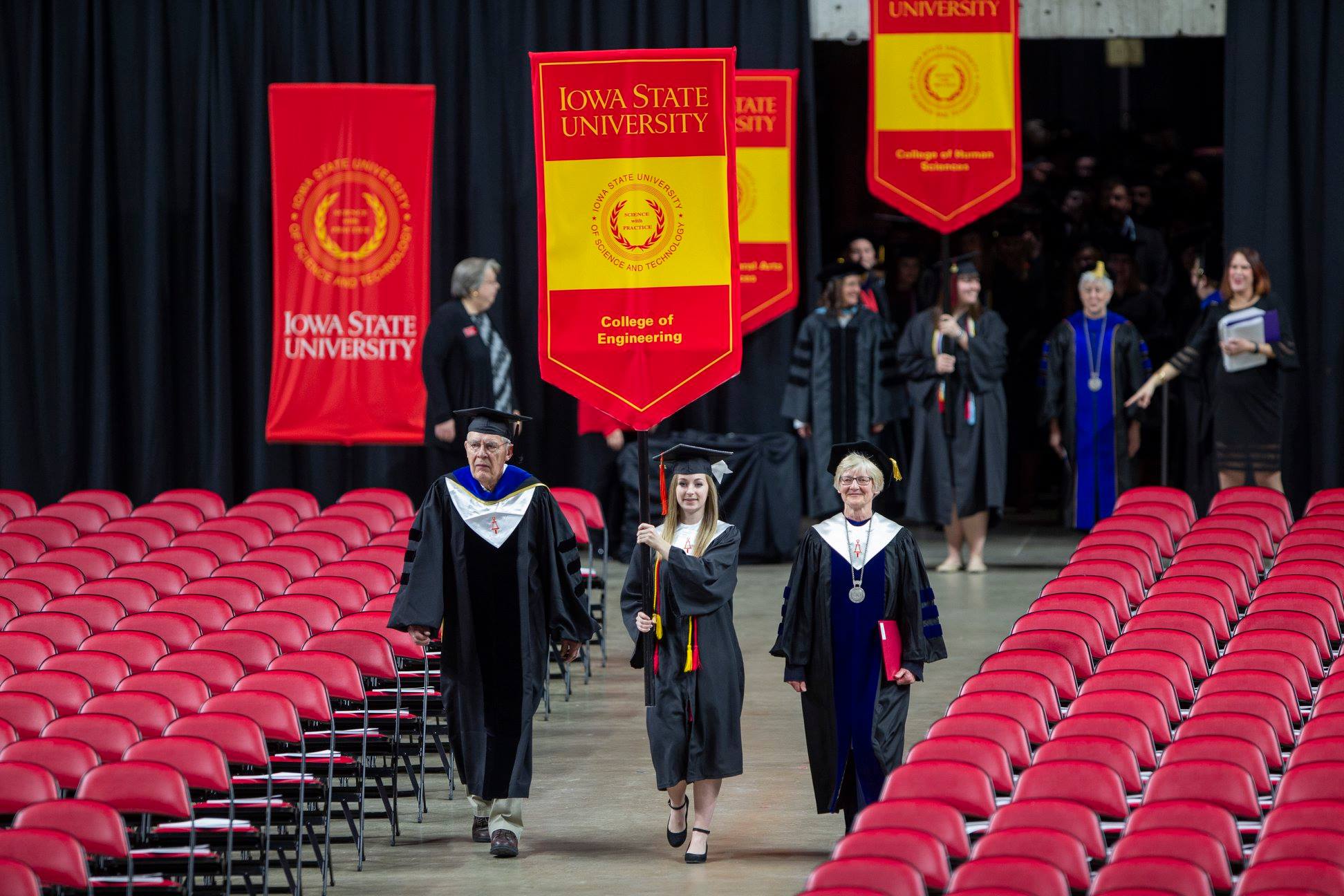 Iowa - College of Engineering banner being carried in by student ...