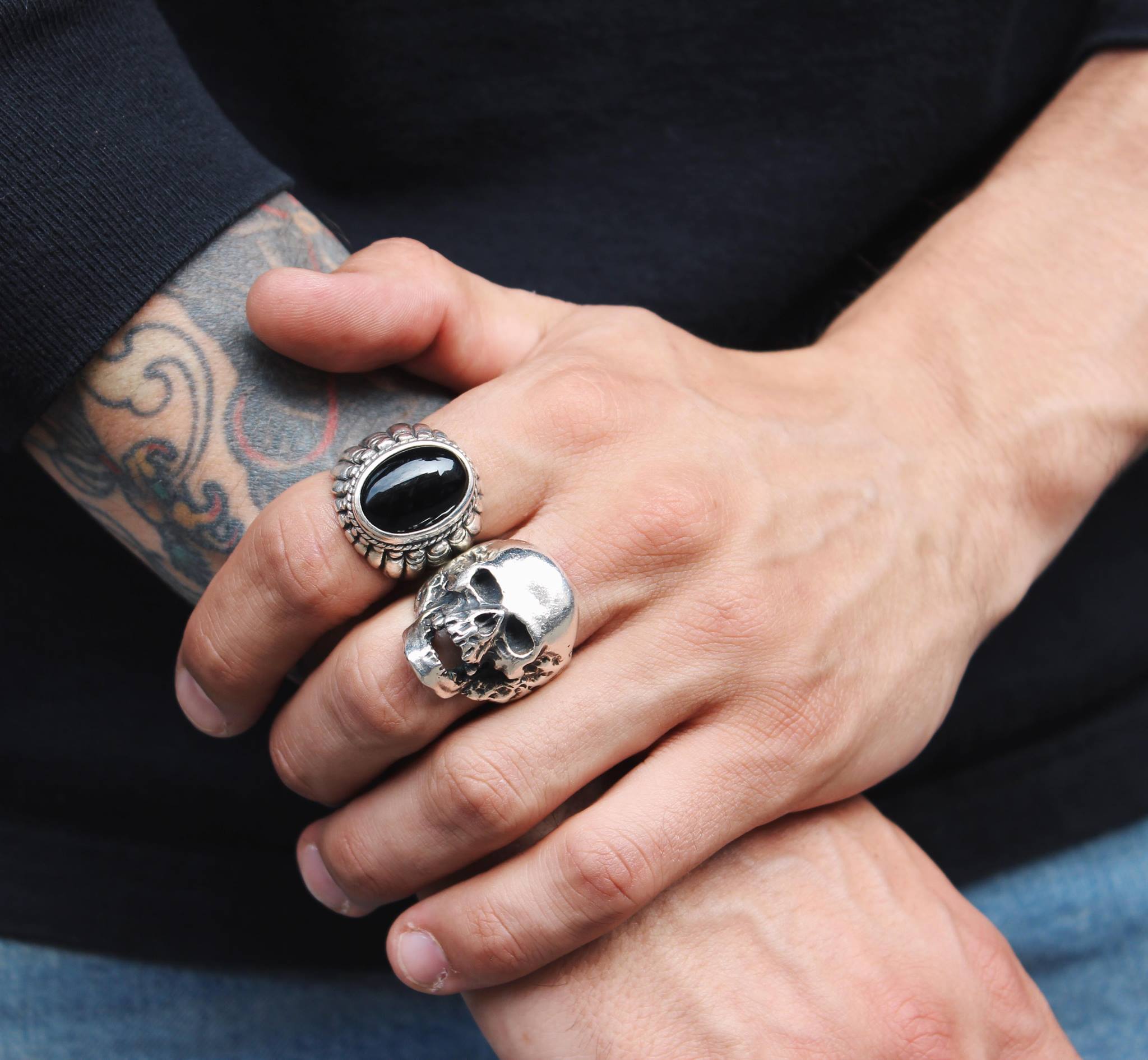 The Large Feather setting with Onyx and the Plague skull on our 