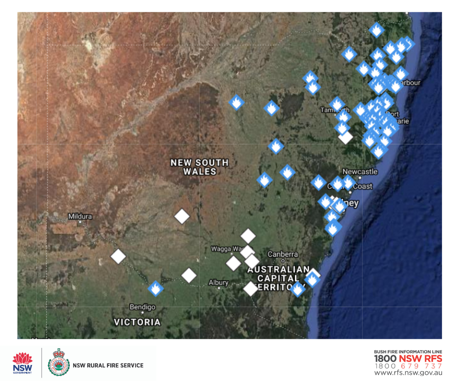 NSW Rural Fire Service - At 12.30pm, there are 66 bush and grass fires ...