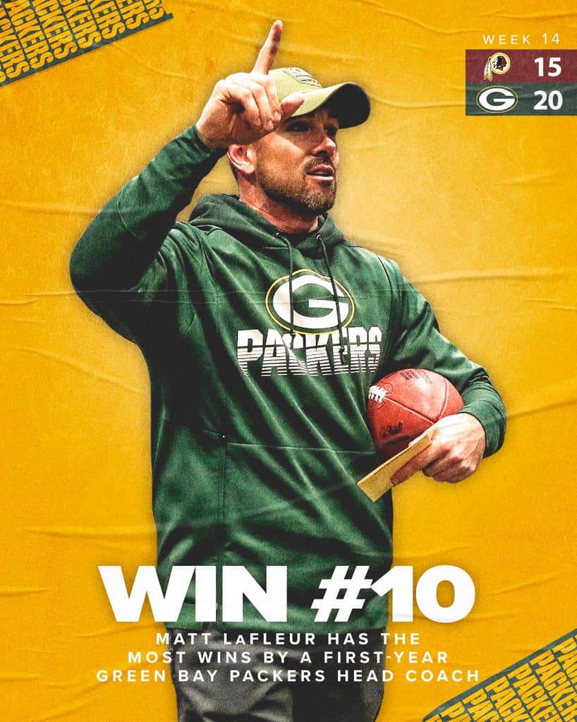 🔟 wins! Matt LaFleur now has the... - Green Bay Packers | Facebook